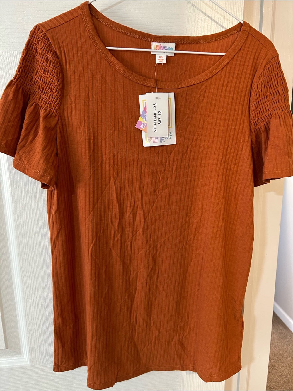 NWT LuLaRoe XS Rust Short Sleeve Ribbed Stephanie Tee